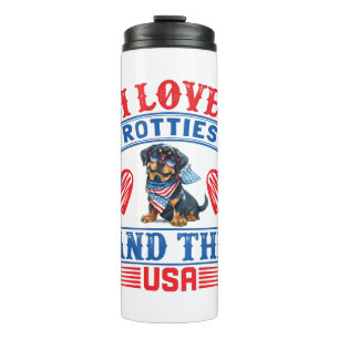 I Liebe Rotties und USA Thermosbecher