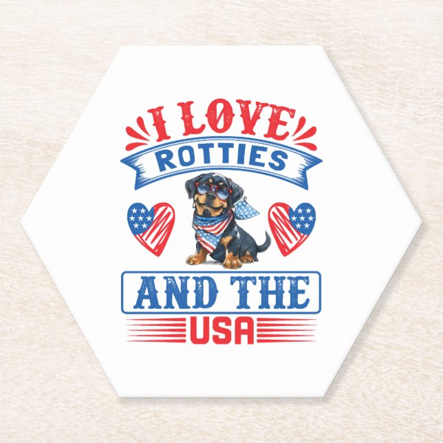 I Liebe Rotties und USA Untersetzer (Vorderseite)