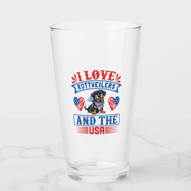 I Liebe Rottweilers und USA Glas (Vorderseite)