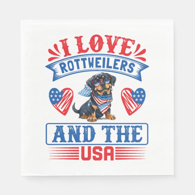 I Liebe Rottweilers und USA Serviette (Vorderseite)