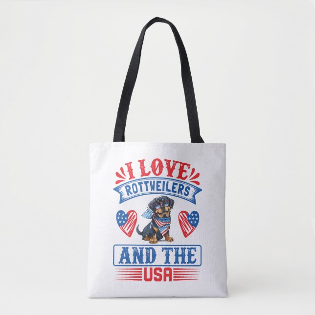 I Liebe Rottweilers und USA Tasche (Vorderseite)