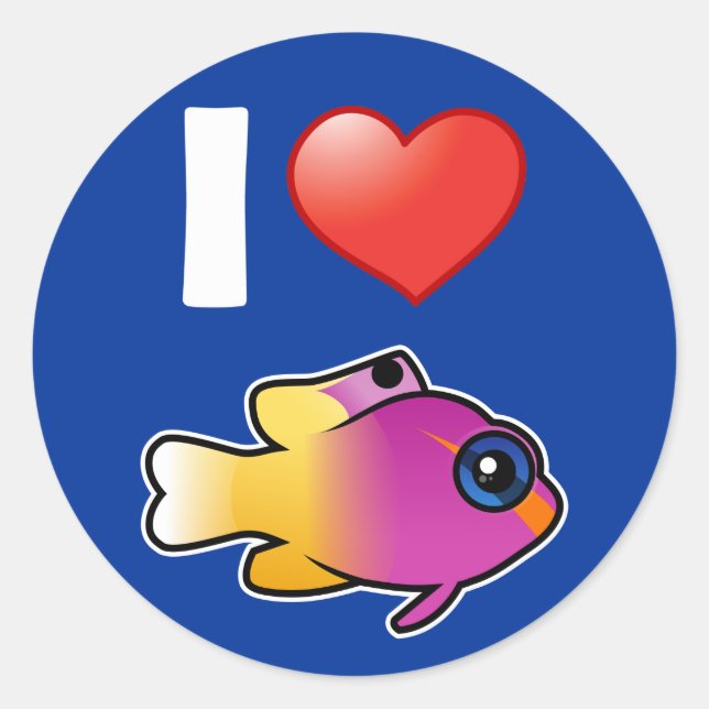 I Liebe Royal Gramma Runder Aufkleber (Vorderseite)