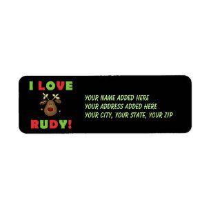 I Liebe Rudy Rücksendeadressen-Aufklebers