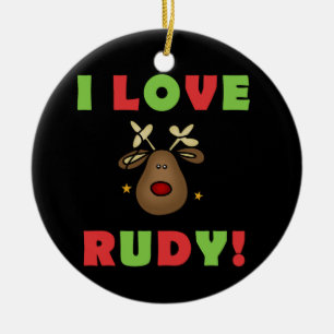I Liebe-Rudy-Weihnachtsandenken-Verzierung Keramikornament