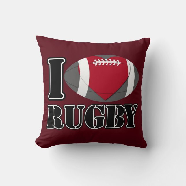 I Liebe Rugby Pillow Kissen (Vorderseite)