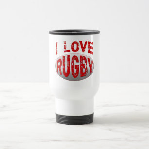 I Liebe-Rugby-T-Shirts, Kleid und Produkte Reisebecher