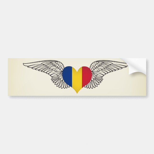 I Liebe Rumänien - Flügel Autoaufkleber (Vorne)