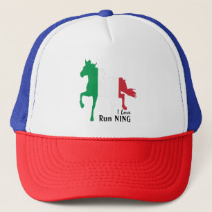 I Liebe Running & Horning, Italien, Flagge / Sport Truckerkappe