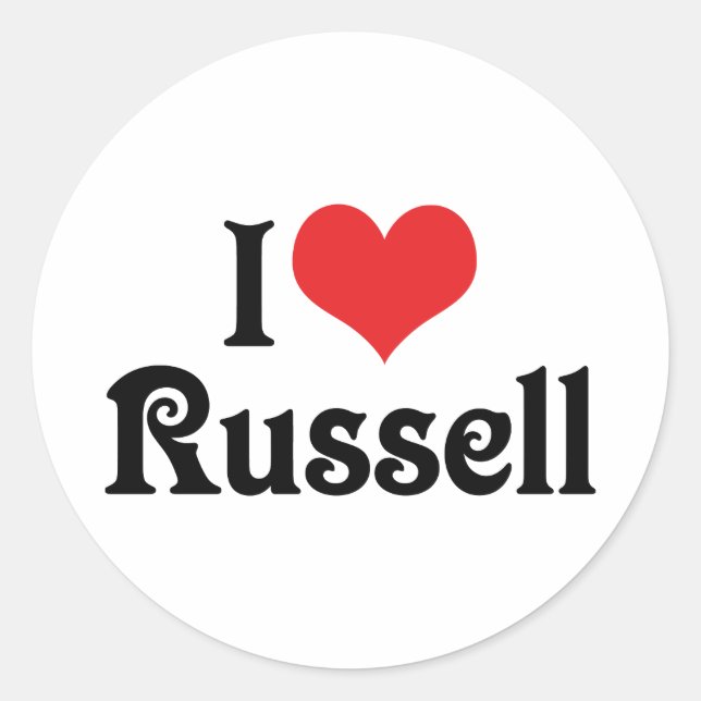 I Liebe Russell Runder Aufkleber (Vorderseite)