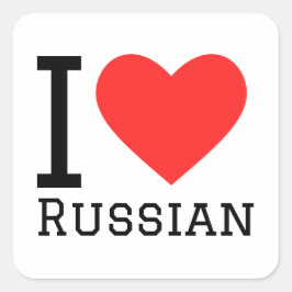 I Liebe Russisch Quadratischer Aufkleber