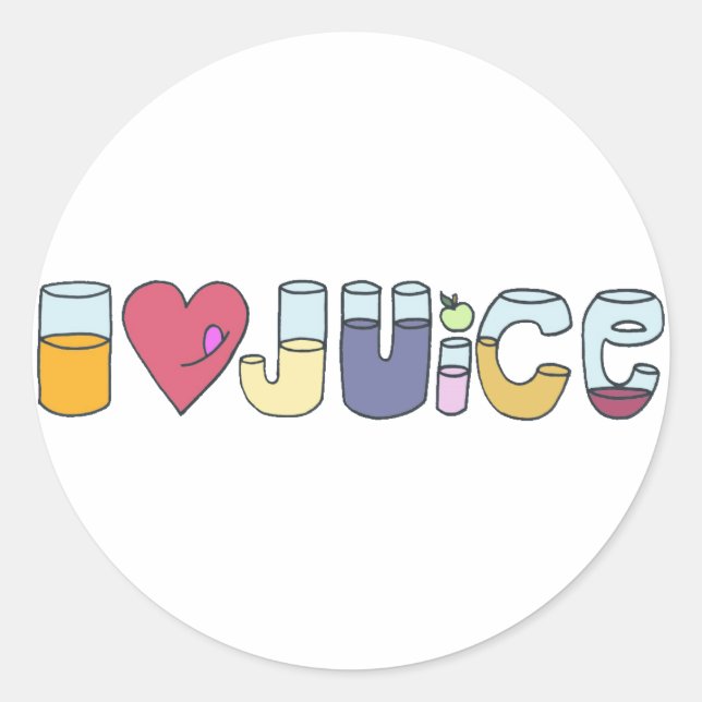 I Liebe Saft Runder Aufkleber (Vorderseite)