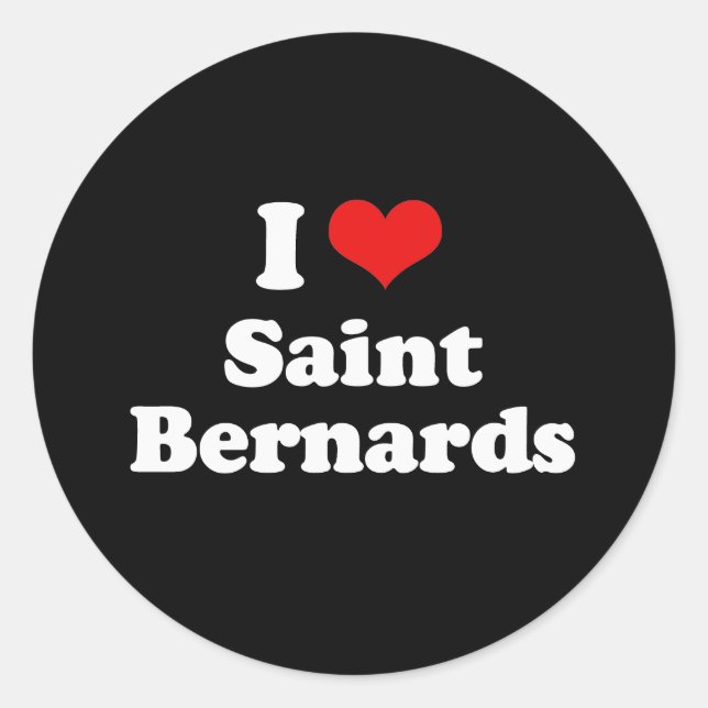 I Liebe Saint Bernards Runder Aufkleber (Vorderseite)
