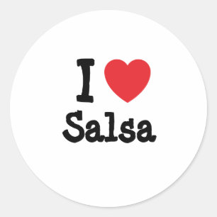 I Liebe Salsa Herzbrauch personalisiert Runder Aufkleber