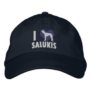I Liebe Salukis bestickt Hat (blau) Bestickte Baseballkappe