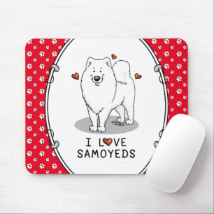 I Liebe Samoyeds - Hund niedliche Herzen Sammie Mousepad