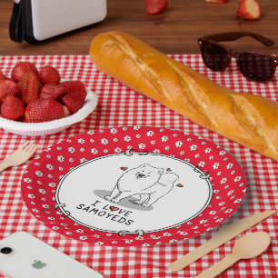 I Liebe Samoyeds - Hunde niedliche Herzen Sammie l Pappteller