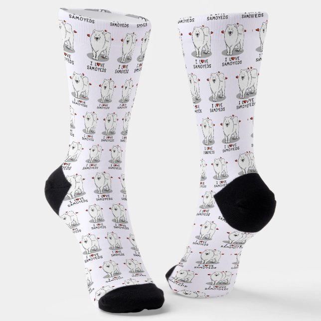 I Liebe Samoyeds - Niedlicher Hund Socken (Gewinkelt)