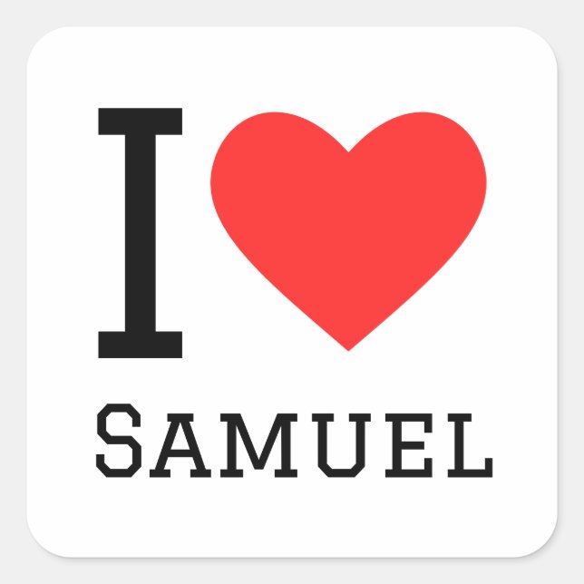 I Liebe Samuel Quadratischer Aufkleber (Vorderseite)
