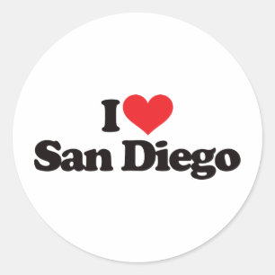 I Liebe San Diego Runder Aufkleber