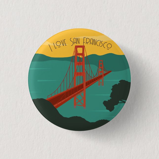 I Liebe San Francisco - Golden Gate Bridge Button (Vorderseite)