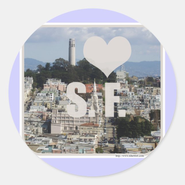 I Liebe San Francisco Runder Aufkleber (Vorderseite)