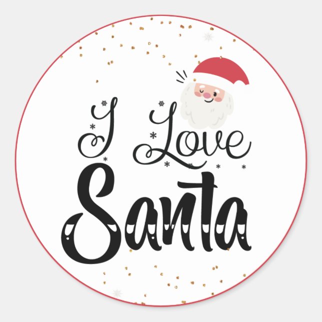 I Liebe Santa Classic Round Aufkleber (Vorderseite)
