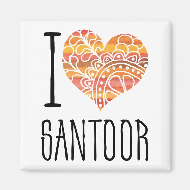 I Liebe Santoor Orange Mandala Herz Magnet (Vorne)