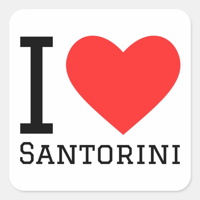I Liebe Santorini Quadratischer Aufkleber (Vorderseite)