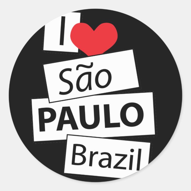 I Liebe Sao Paulo Brasilien Runder Aufkleber (Vorderseite)