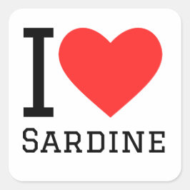 I Liebe Sardine Quadratischer Aufkleber