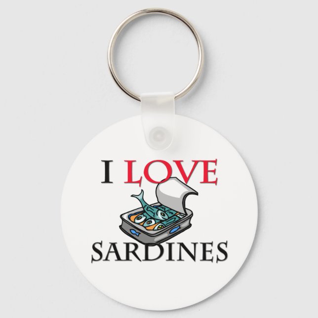 I Liebe Sardinen Schlüsselanhänger (Vorderseite)