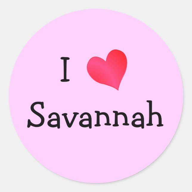 I Liebe Savannah Runder Aufkleber (Vorderseite)