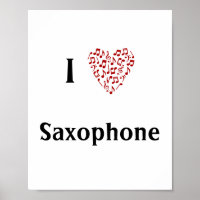 I Liebe Saxophone Rotes Herz Musiknoten