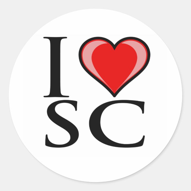 I Liebe SC - South Carolina Runder Aufkleber (Vorderseite)