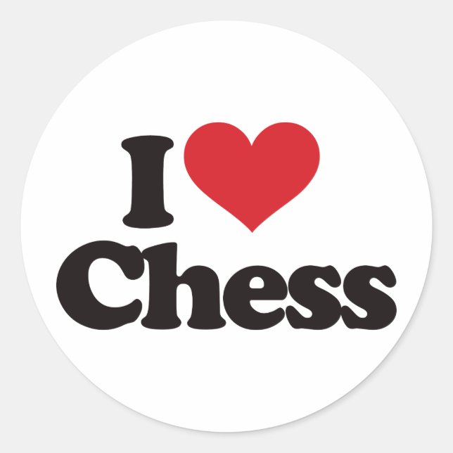 I Liebe Schach Runder Aufkleber (Vorderseite)