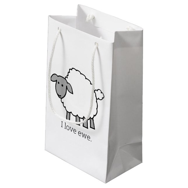 I Liebe Schafe Kleine Geschenktüte (Rückseite Schrägansicht)