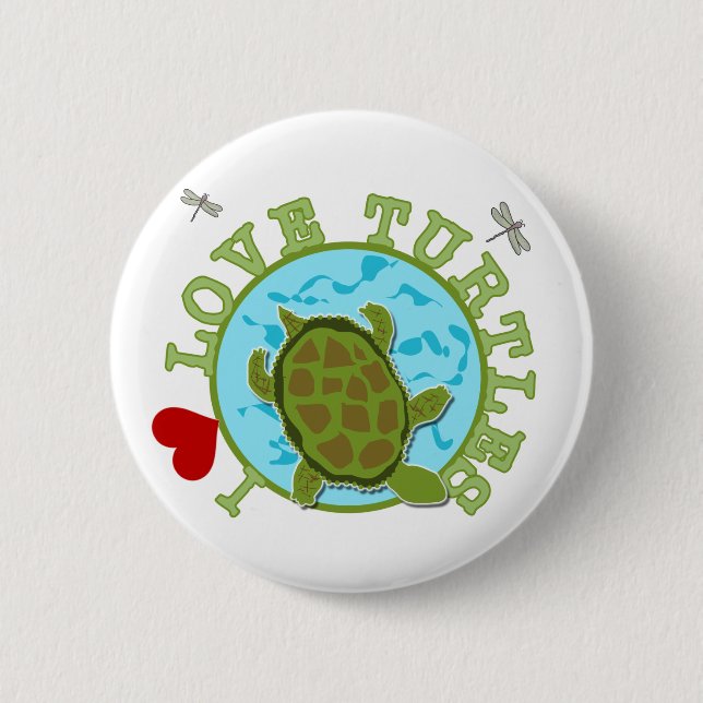 I Liebe-Schildkröte-T-Shirts und Geschenke Button (Vorderseite)