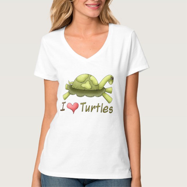 I Liebe Schildkröten Cartoon Frauen T - Shirt (Vorderseite)