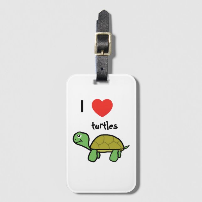 I Liebe Schildkröten Gepäckanhänger (Vorderseite Vertikal)