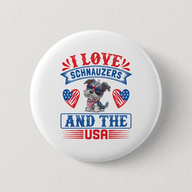I Liebe Schnauzers und die USA Button (Vorderseite)
