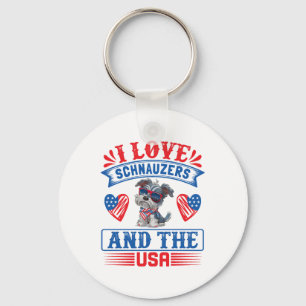 I Liebe Schnauzers und die USA Schlüsselanhänger
