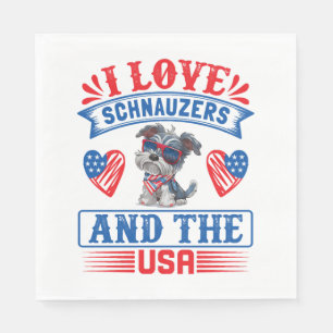 I Liebe Schnauzers und die USA Serviette