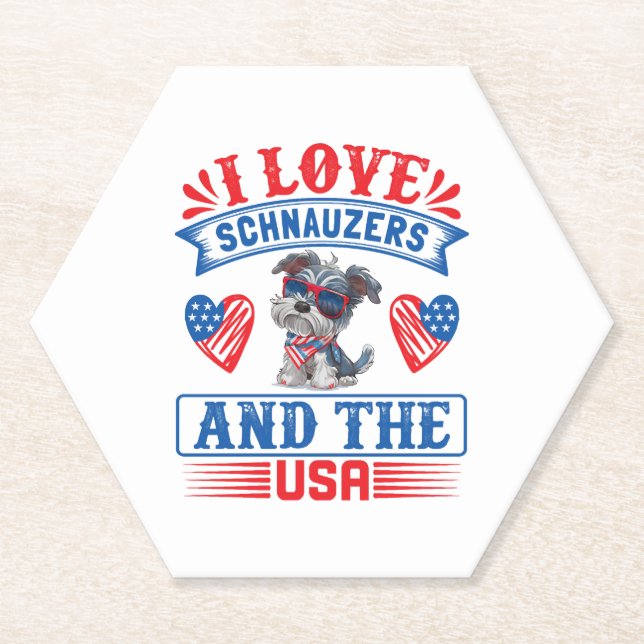 I Liebe Schnauzers und die USA Untersetzer (Vorderseite)
