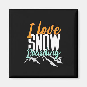 I Liebe Schnee Boarding Magnet