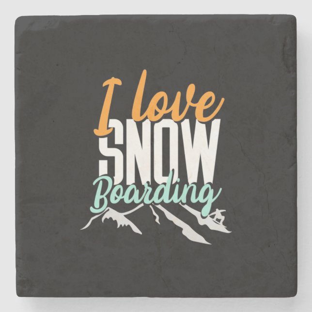 I Liebe Schnee Boarding Steinuntersetzer (Vorderseite)