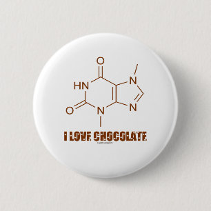 I Liebe Schokolade (Theobromin-Chemical-Molekül) Button