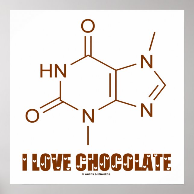 I Liebe Schokolade (Theobrominchemikalien) Poster (Vorne)