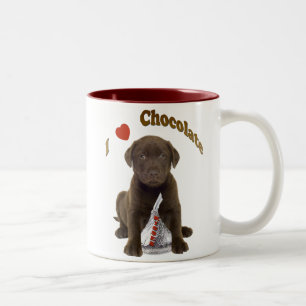 I Liebe-Schokoladen-Küsse (Labrador-Welpe) Zweifarbige Tasse