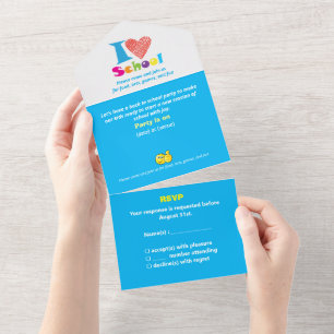 I Liebe School Back to School Cartoon Abschluss All In One Einladung