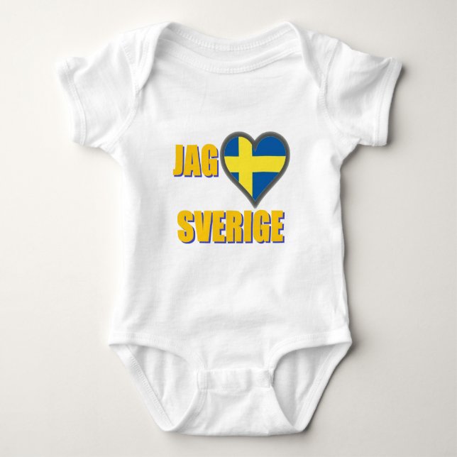 I Liebe Schweden (Zacke Älskar Sverige) Baby Strampler (Vorderseite)